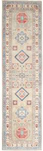 Tappeto Kazak Geometrico Beige Blu Corsia 84x307 Cm