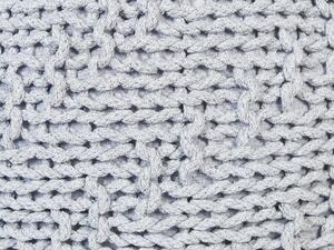 Pouf ottomana grigio chiaro cotone lavorato a maglia perline EPS riempimento rotondo piccolo poggiapiedi 50 x 35 cm Beliani