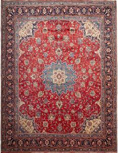 Tappeto Sarough Medaglione Floreale Rosso Blu 306x395 Cm