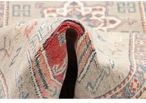 Tappeto Kazak Geometrico Beige Blu Corsia 84x307 Cm