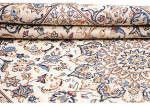 Tappeto Kashan Medaglione Floreale Avorio Blu 197x295 Cm