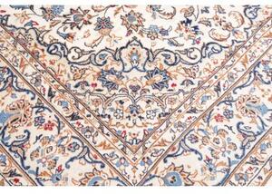 Tappeto Kashan Medaglione Floreale Avorio Blu 197x295 Cm