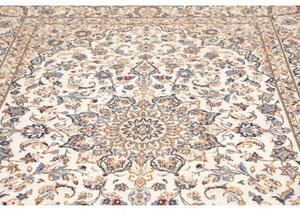 Tappeto Kashan Medaglione Floreale Avorio Blu 197x295 Cm