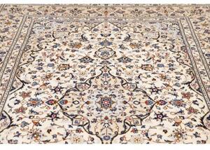 Tappeto Kashan Medaglione Floreale Avorio Blu 197x300 Cm