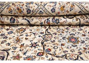 Tappeto Kashan Medaglione Floreale Avorio Blu 197x300 Cm