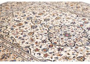 Tappeto Kashan Medaglione Floreale Avorio Blu 197x300 Cm