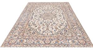 Tappeto Kashan Medaglione Floreale Avorio Blu 197x295 Cm