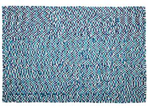 Tappetino Tappeto Blu 160 x 230 cm Lana Feltro Palla Intrecciata a Mano Beliani