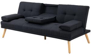 Divano letto HOMCOM, divano letto a 3 posti con tavolino ribaltabile e portabicchieri, grigio