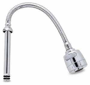 Prolunga flessibile per rubinetto da cucina - Accessorio per miscelatore da cucina - Diametro 5 x 48 cm - Erogatore rotante a 360° - 2 tipi di getto - Acciaio inossidabile e plastica