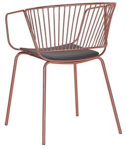 Set di 2 sedie da pranzo in filo metallico rosso rame design ecopelle Nero cuscino sedile stile industriale glam Beliani