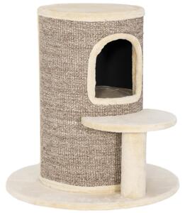 PawHut Tiragraffi a forma di cilindro per gatti, alto 61 cm, con 2 nicchie, beige