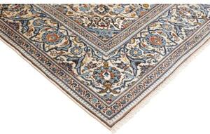 Tappeto Kashan Medaglione Floreale Avorio Blu 197x305 Cm