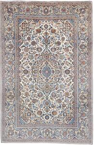Tappeto Kashan Medaglione Floreale Avorio Blu 197x305 Cm
