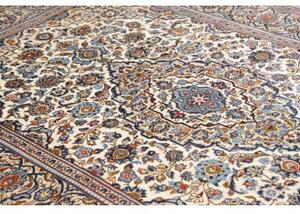 Tappeto Kashan Medaglione Floreale Avorio Blu 197x305 Cm