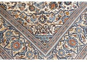 Tappeto Kashan Medaglione Floreale Avorio Blu 197x305 Cm