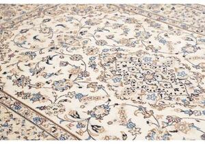 Tappeto Kashan Medaglione Floreale Avorio Blu 190x296 Cm