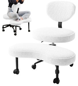 Sedia da ufficio, design ergonomico, regolabile in altezza, rivestimento in velluto bianco