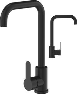 Granitan | STEEL - Miscelatore da cucina - Orientabile a 360° - Nero - Acciaio inossidabile - Carica in Vetroceramica