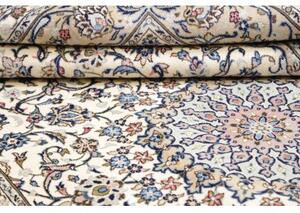 Tappeto Kashan Medaglione Floreale Beige Blu 200x310 Cm