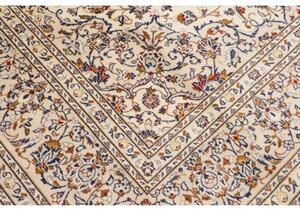 Tappeto Kashan Medaglione Floreale Avorio Blu Scuro 238x356 Cm