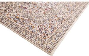 Tappeto Kashan Medaglione Floreale Avorio Blu Scuro 238x356 Cm