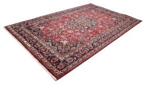 Tappeto Mashad Medaglione Floreale Rosso Blu Scuro 204x325 Cm