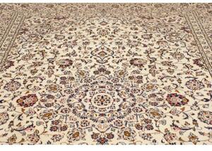 Tappeto Kashan Medaglione Floreale Avorio Blu Scuro 238x356 Cm