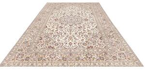 Tappeto Kashan Medaglione Floreale Avorio Blu Scuro 238x356 Cm