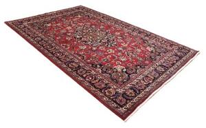 Tappeto Mashad Medaglione Floreale Rosso Blu Scuro 204x325 Cm