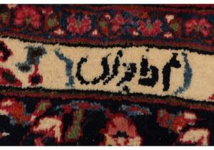 Tappeto Mashad Medaglione Floreale Rosso Blu Scuro 204x325 Cm