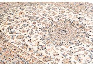 Tappeto Kashan Medaglione Floreale Avorio Blu 202x295 Cm