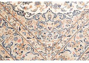 Tappeto Kashan Medaglione Floreale Avorio Blu 202x295 Cm