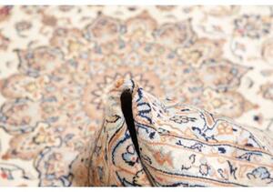 Tappeto Kashan Medaglione Floreale Avorio Blu 202x295 Cm