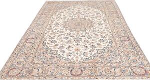 Tappeto Kashan Medaglione Floreale Avorio Blu 202x295 Cm