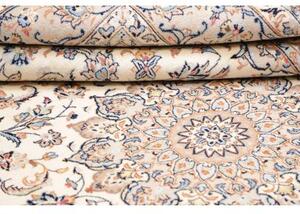 Tappeto Kashan Medaglione Floreale Avorio Blu 202x295 Cm