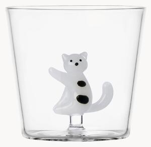 Bicchiere in vetro borosilicato fatto a mano Tabby Cat