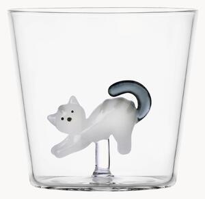 Bicchiere in vetro borosilicato fatto a mano Tabby Cat