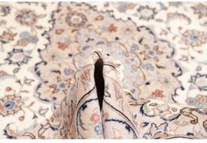 Tappeto Kashan Medaglione Floreale Avorio Blu 193x298 Cm