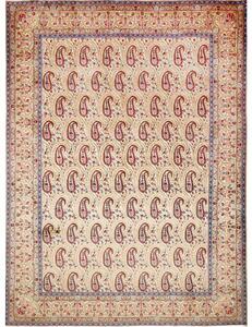Tappeto Ghom Stilizzato Beige Rosso Mattone 290x385 Cm