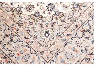 Tappeto Kashan Medaglione Floreale Avorio Blu 193x298 Cm