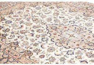 Tappeto Kashan Medaglione Floreale Avorio Blu 193x298 Cm