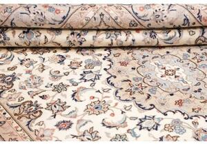 Tappeto Kashan Medaglione Floreale Avorio Blu 193x298 Cm