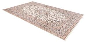 Tappeto Kashan Medaglione Floreale Avorio Blu 193x298 Cm