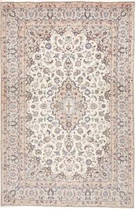 Tappeto Kashan Medaglione Floreale Avorio Blu 193x298 Cm