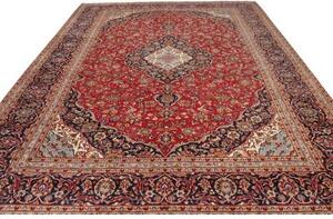 Tappeto Ardakan Medaglione Floreale Rosso Blu Scuro 314x392 Cm