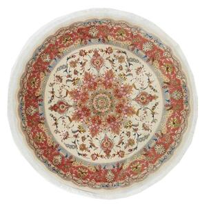 Tappeto Tabriz 50 Raj Medaglione Floreale Avorio Mattone Rotondo 155x155 Cm