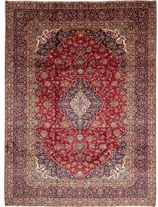 Tappeto Ardakan Medaglione Floreale Rosso Scuro Blu Notte 254x344 Cm