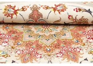 Tappeto Tabriz 50 Raj Medaglione Floreale Avorio Mattone Rotondo 155x155 Cm