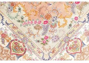 Tappeto Tabriz 70 Raj Medaglione Floreale Rosa Pesca Avorio 150x210 Cm